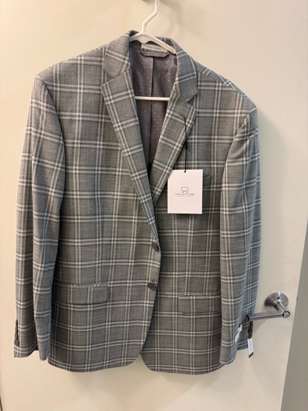 JM Collection Men's Gray Plaid Sport Coat